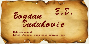Bogdan Duduković vizit kartica